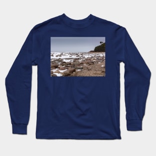 Rocks and snow on the coast of frozen sea Long Sleeve T-Shirt